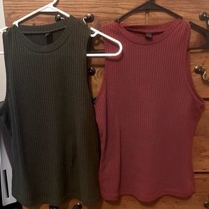Two sleeveless tops. Brand is shein. size large. Only worn two or three times.